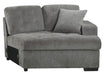 Logansport Right Side Cuddler with 1 Pillow in Gray 9401GRY-RU - Dinettes Plus Furniture