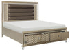 Loudon Queen Platform with Storage Bed in Champagne Metallic 1515-1* - Dinettes Plus Furniture