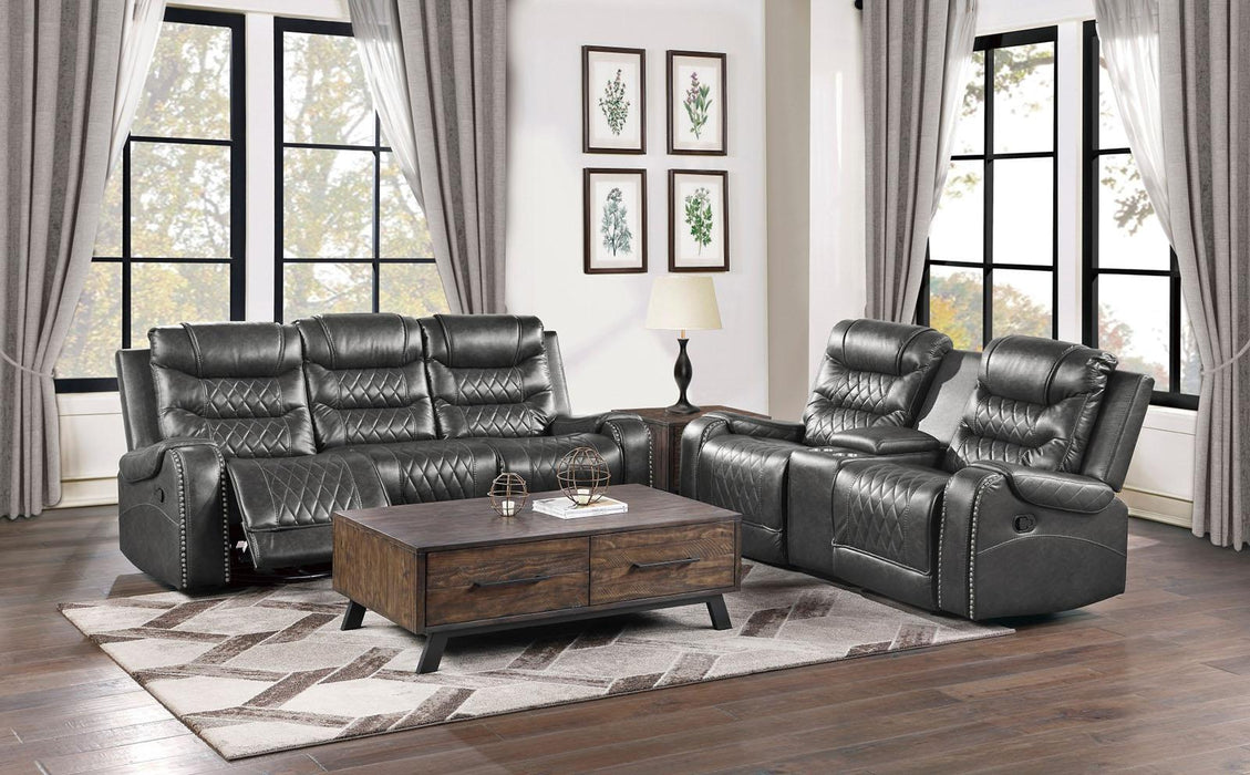 Putnam Power Double Reclining Loveseat in Gray 9405GY-2PW - Dinettes Plus Furniture
