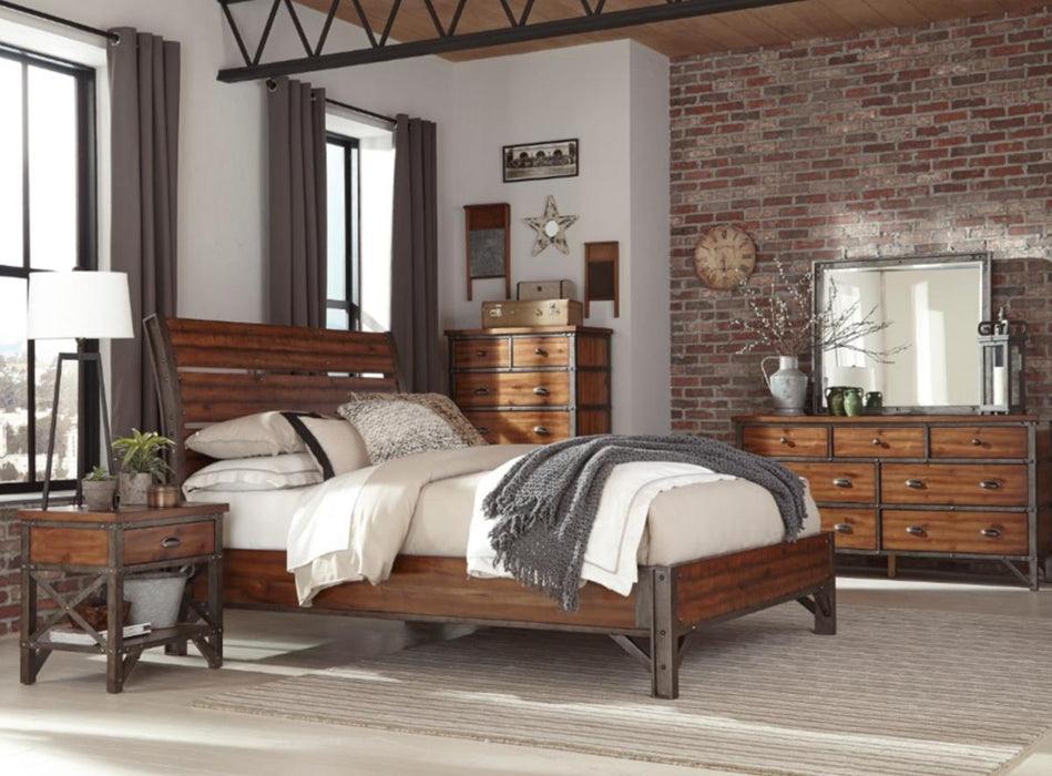 Holverson King Platform Bed in Rustic Brown & Gunmetal 1715K-1EK* - Dinettes Plus Furniture
