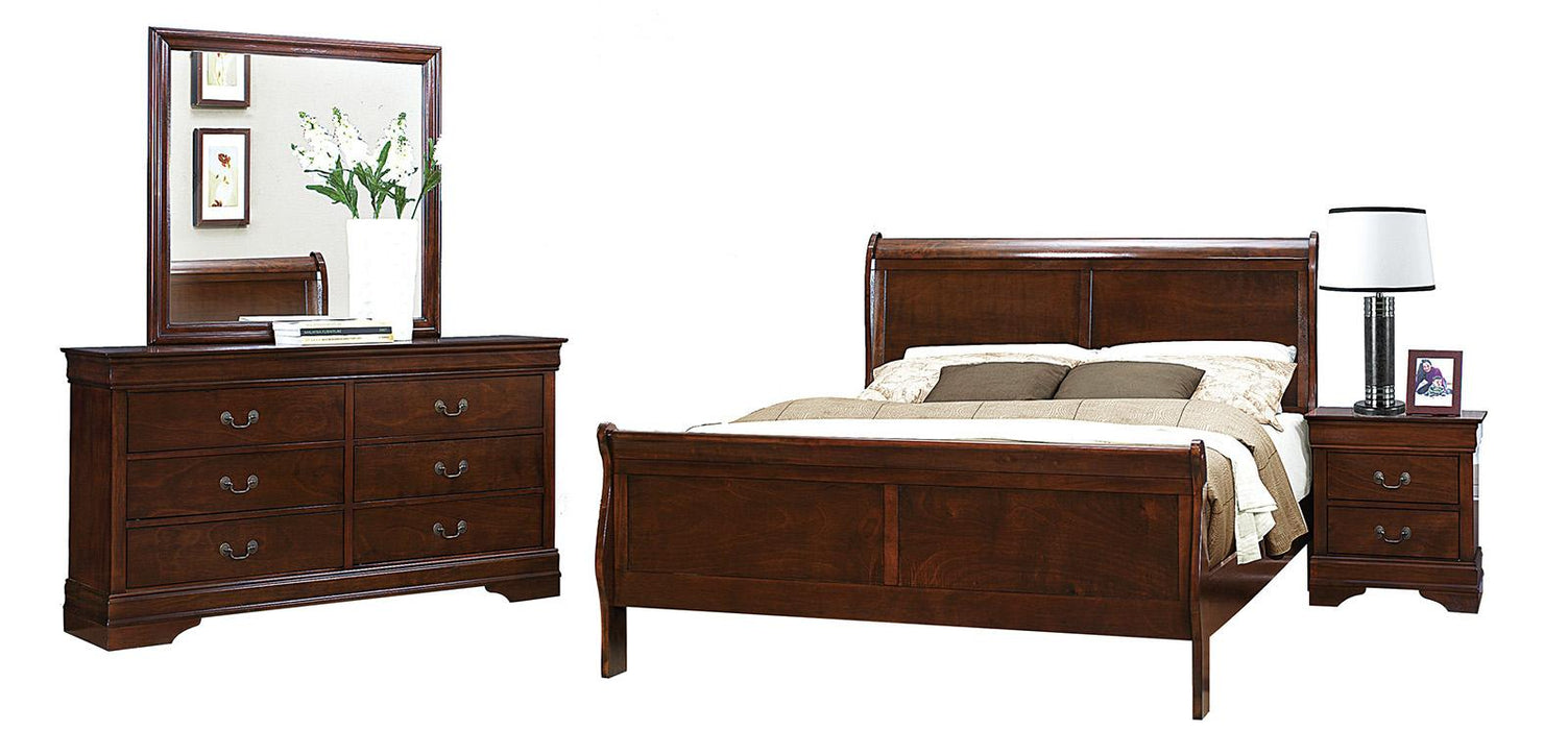 Mayville Queen Sleigh Bed in Brown Cherry 2147-1 - Dinettes Plus Furniture