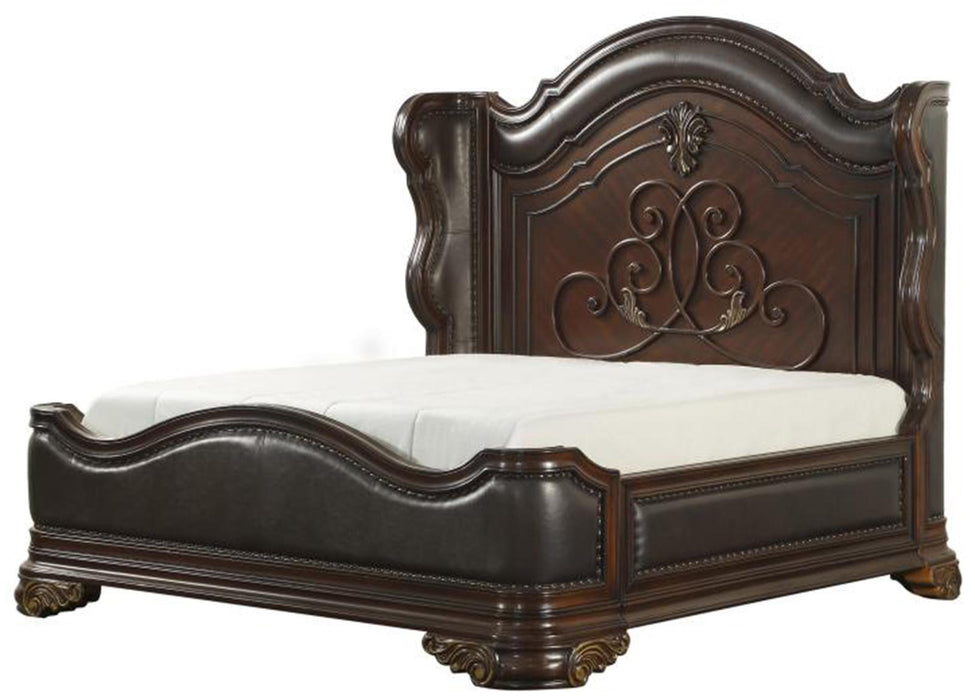 Royal Highlands Queen Upholstered Panel Bed in Rich Cherry 1603-1 image