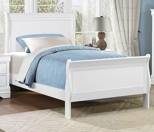 Mayville Twin Sleigh Bed in White 2147TW-1 - Dinettes Plus Furniture