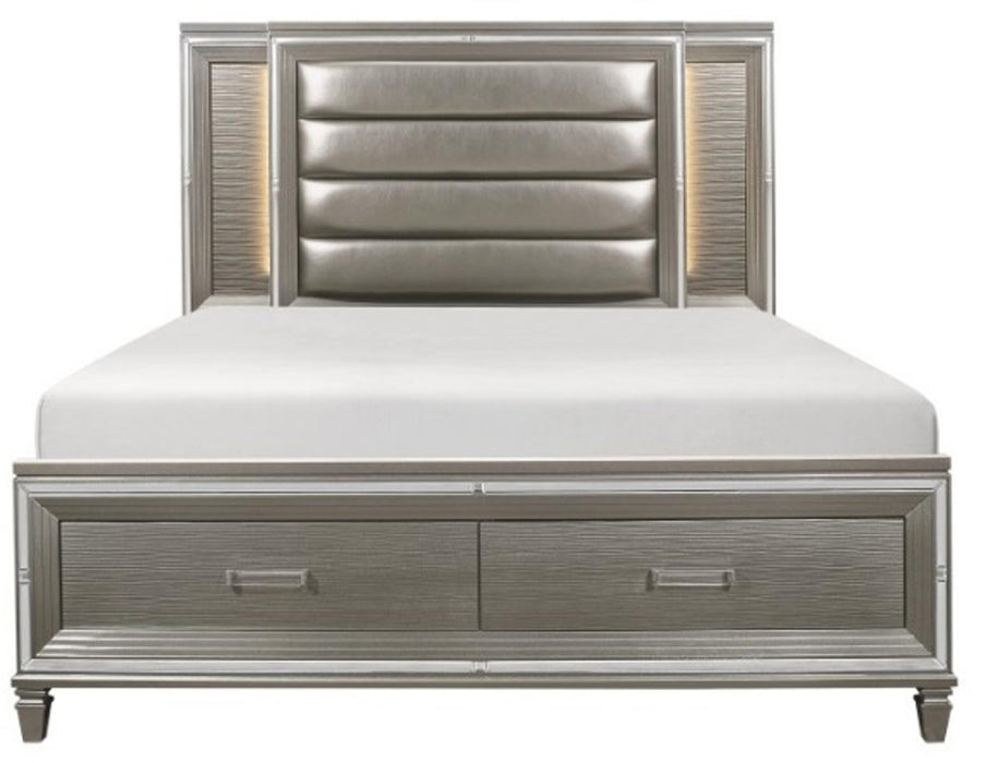 Tamsin Queen Upholstered Storage Bed in Silver Grey Metallic 1616-1* - Dinettes Plus Furniture