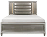 Tamsin Queen Upholstered Storage Bed in Silver Grey Metallic 1616-1* - Dinettes Plus Furniture