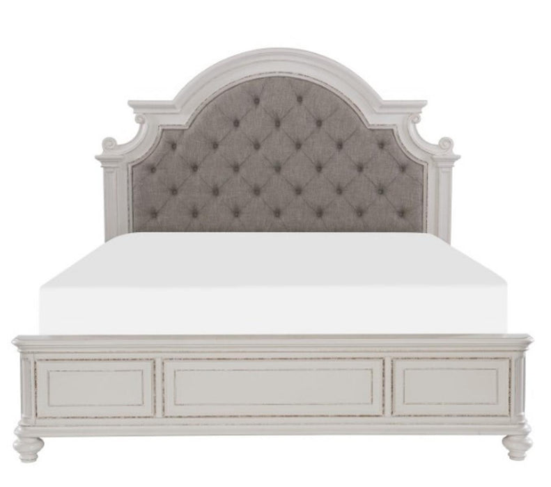 Baylesford Queen Upholstered Panel Bed in Antique White 1624W-1* - Dinettes Plus Furniture