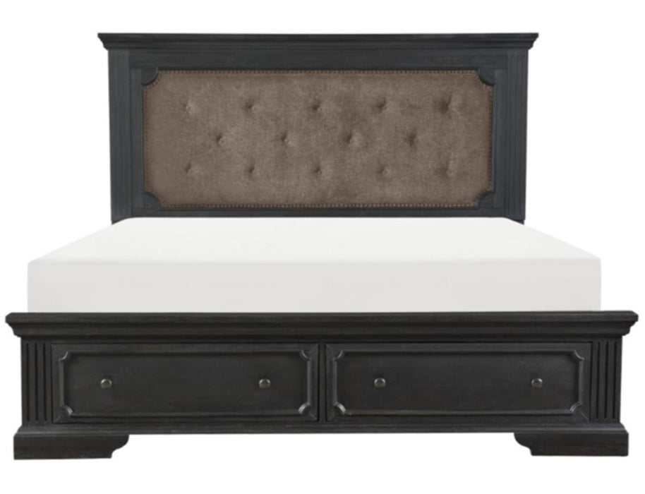 Bolingbrook Queen Upholstered Storage Platform Bed in Coffee 1647-1* - Dinettes Plus Furniture