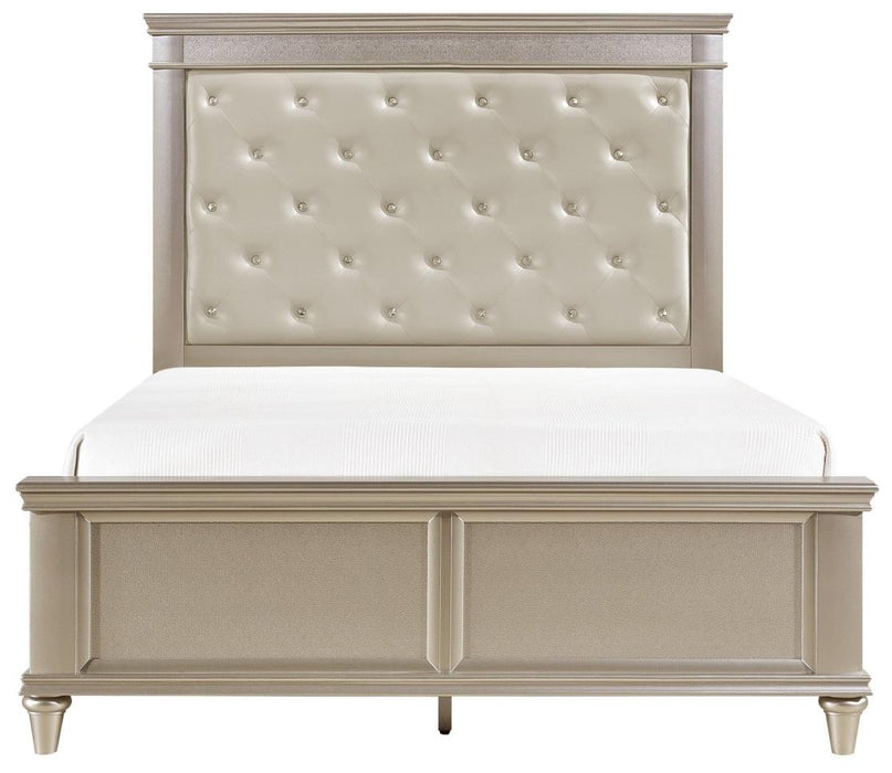 Celandine Queen Panel Bed in Pearl/Silver 1928-1* - Dinettes Plus Furniture