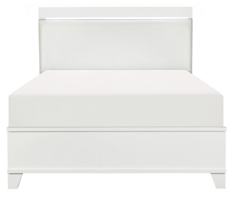 Kerren Queen Platform Bed in White 1678W-1* - Dinettes Plus Furniture