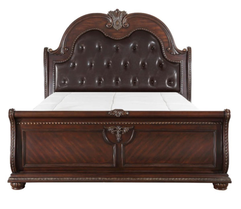 Cavalier Queen Sleigh Bed in Dark Cherry 1757-1* - Dinettes Plus Furniture