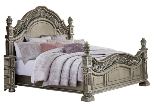 Catalonia Queen Poster Bed in Platinum Gold 1824PG-1* - Dinettes Plus Furniture