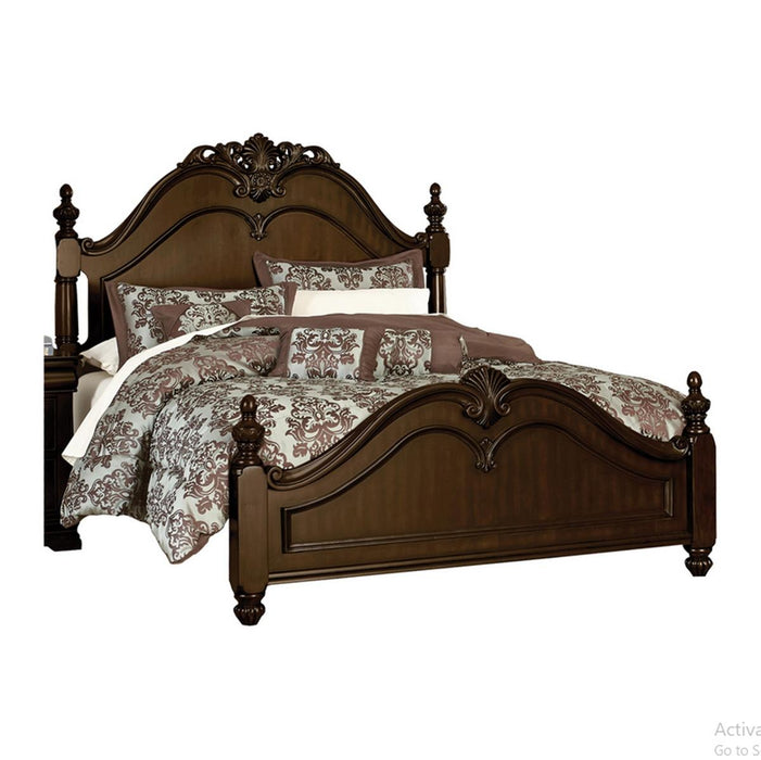Mont Belvieu Queen Panel Bed in Dark Cherry 1869-1* - Dinettes Plus Furniture