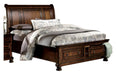Cumberland Queen Sleigh Platform Bed with Footboard Storage in Brown Cherry 2159-1* - Dinettes Plus Furniture