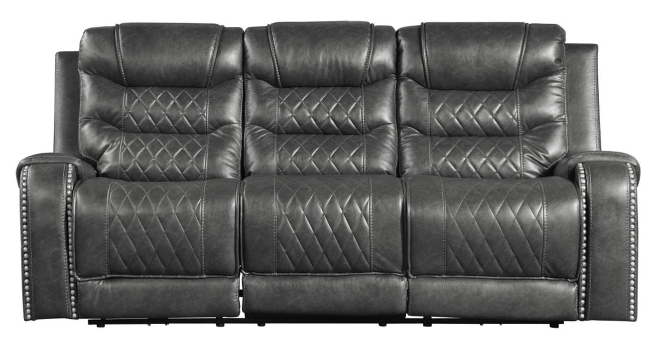 Putnam Power Double Reclining Sofa with Drop-Down in Gray 9405GY-3PW - Dinettes Plus Furniture