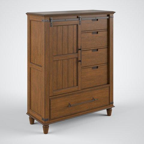 Farmhouse Sliding Door Chest In Bourbon image