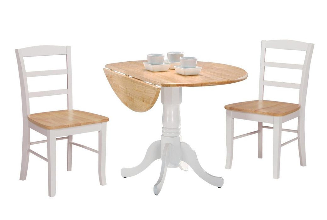 John Thomas Furniture Dining Essentials 42" Dropleaf Round Table in White/Natural