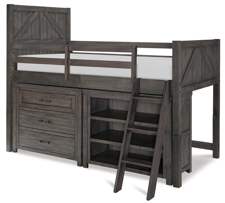 Legacy Classic Kids Bunkhouse Mid Loft Bed in Aged Barnwood