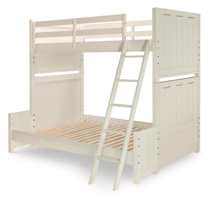 Legacy Classic Kids Lake House Twin Over Twin Bunk Bed with Ladder in Pebble White
