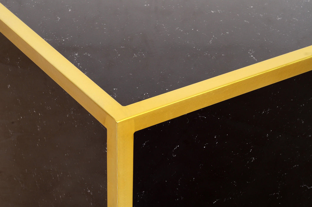 Glitz Black Faux Marble End Table - Dinettes Plus Furniture