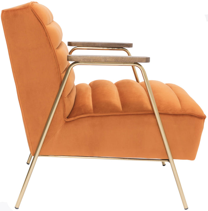 Woodford Orange Velvet Accent Chair