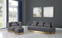 Marquis Grey Velvet Ottoman - Dinettes Plus Furniture