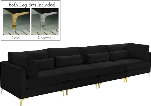 Julia Black Velvet Modular Sofa (4 Boxes) image