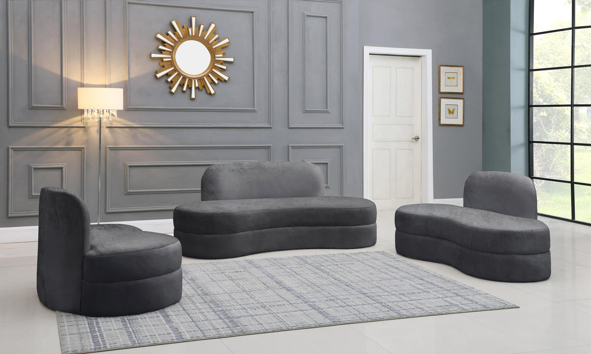 Mitzy Grey Velvet Sofa - Dinettes Plus Furniture
