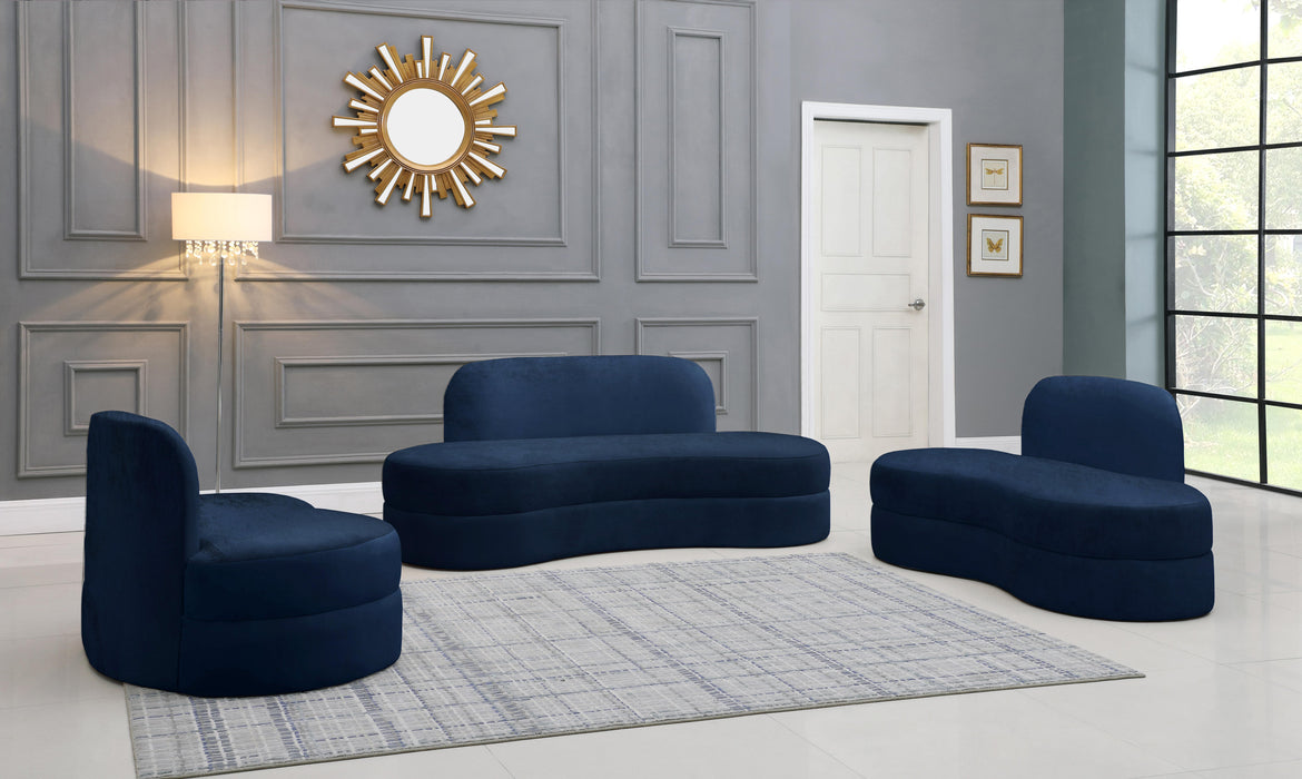 Mitzy Navy Velvet Loveseat - Dinettes Plus Furniture