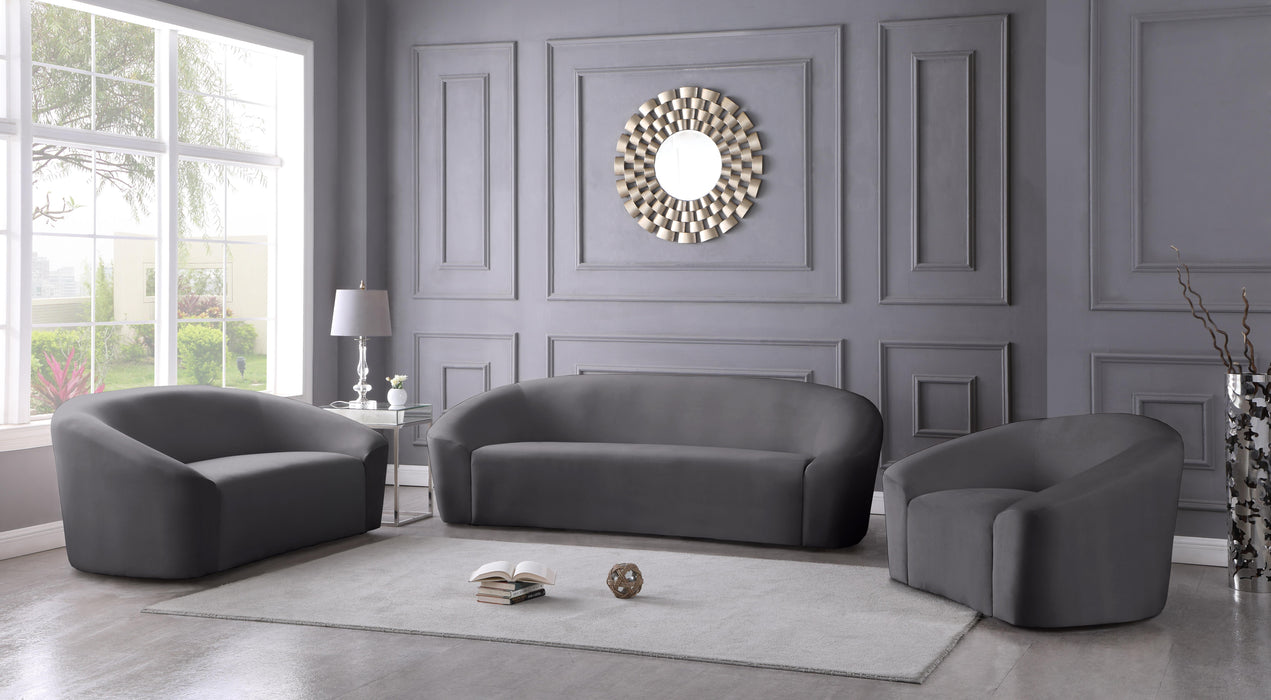 Riley Grey Velvet Sofa - Dinettes Plus Furniture
