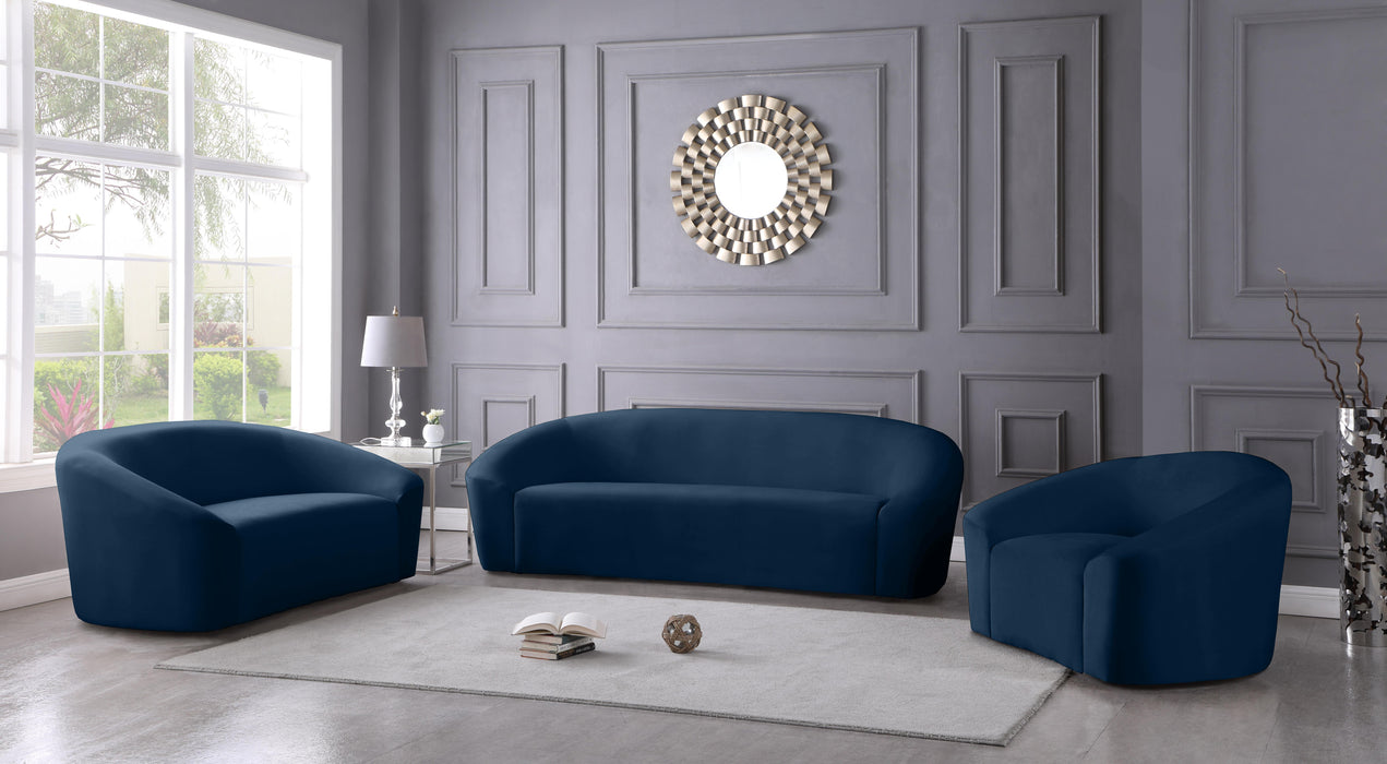 Riley Navy Velvet Loveseat - Dinettes Plus Furniture