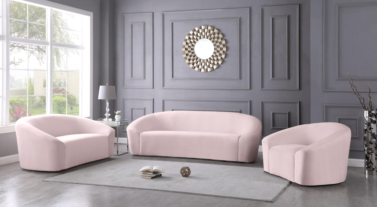 Riley Pink Velvet Loveseat - Dinettes Plus Furniture