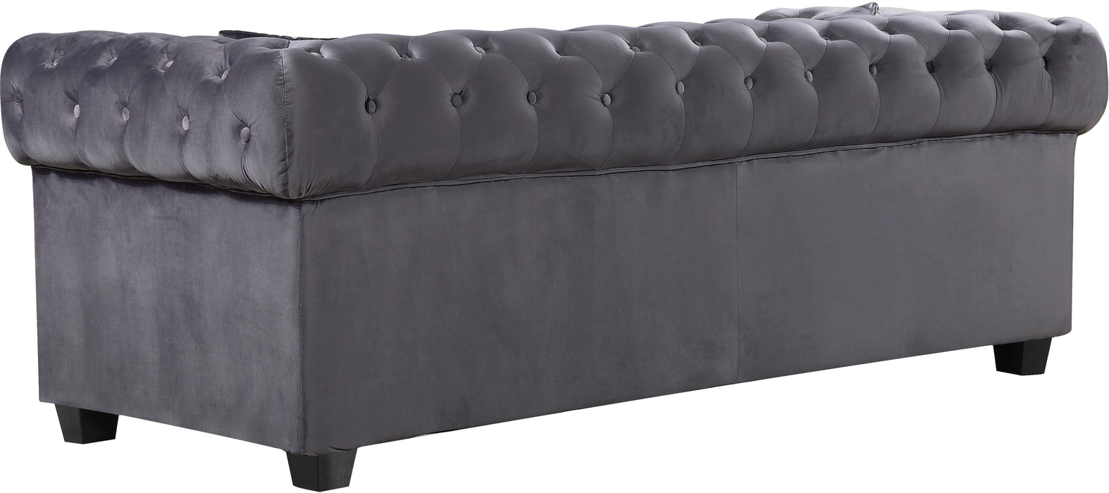 Bowery Grey Velvet Sofa - Dinettes Plus Furniture