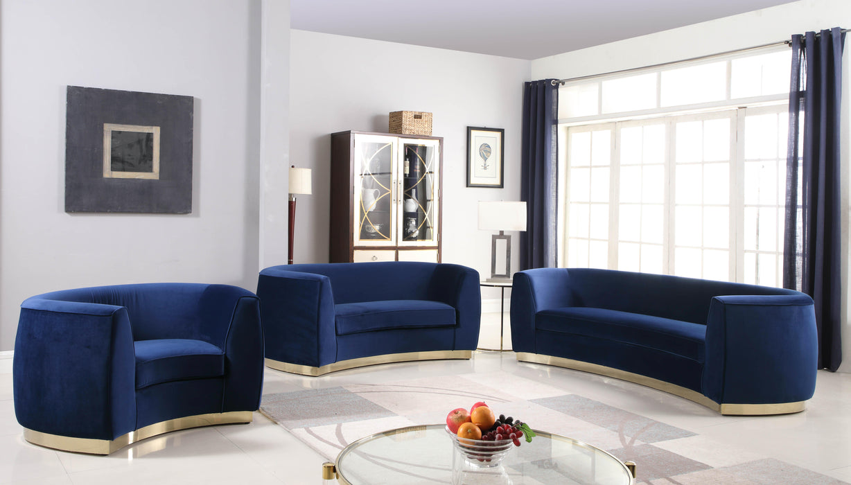 Julian Navy Velvet Sofa - Dinettes Plus Furniture