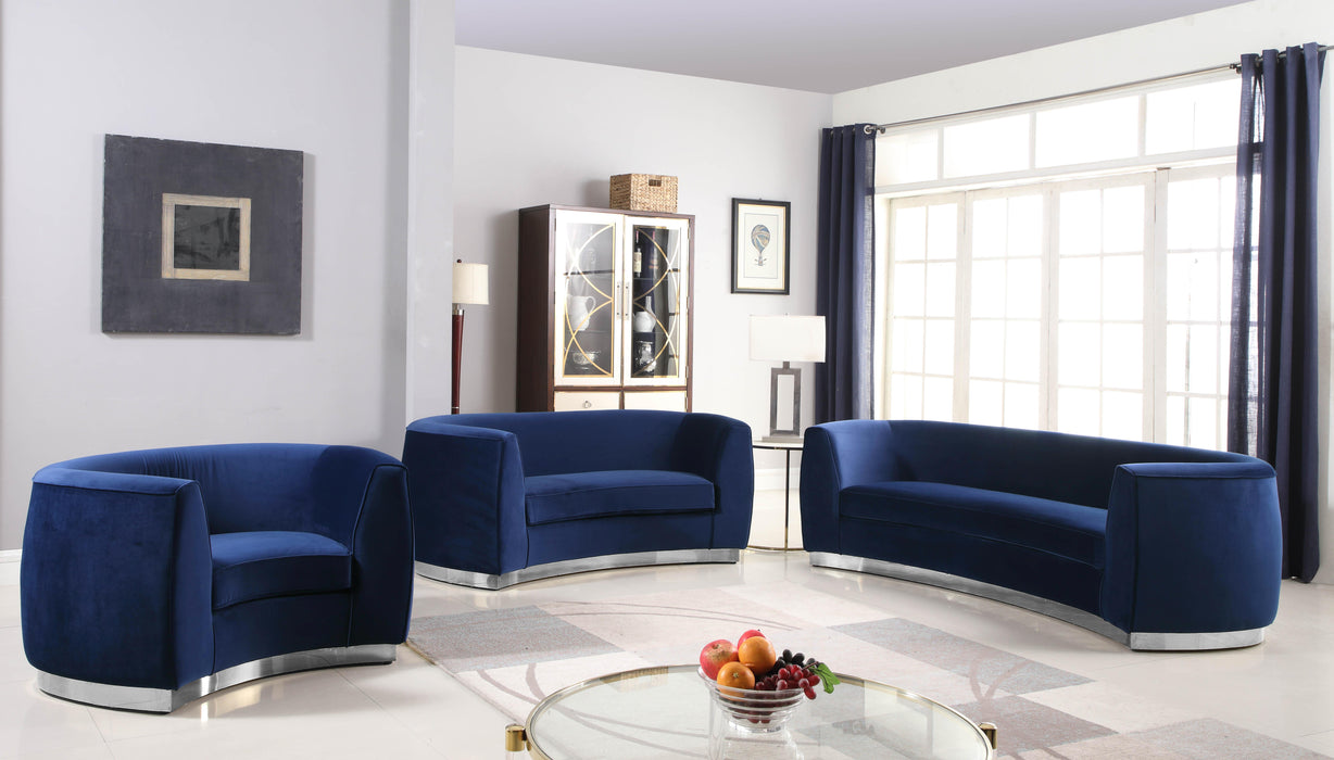 Julian Navy Velvet Sofa - Dinettes Plus Furniture