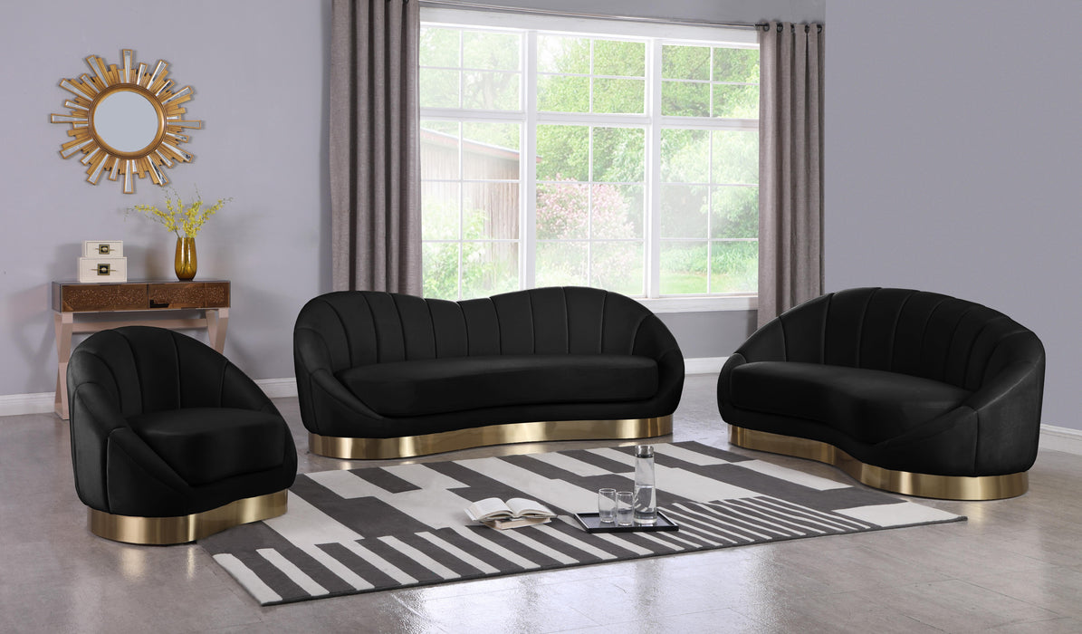 Shelly Black Velvet Sofa - Dinettes Plus Furniture