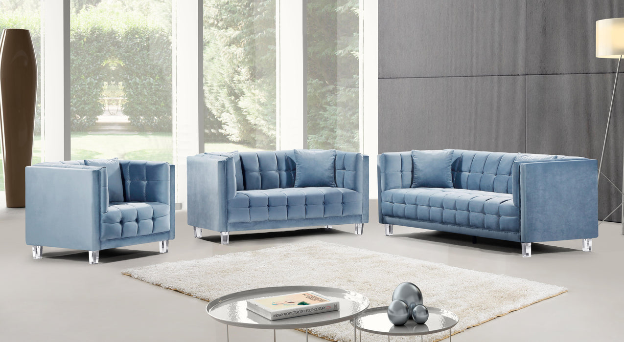 Mariel Sky Blue Velvet Sofa