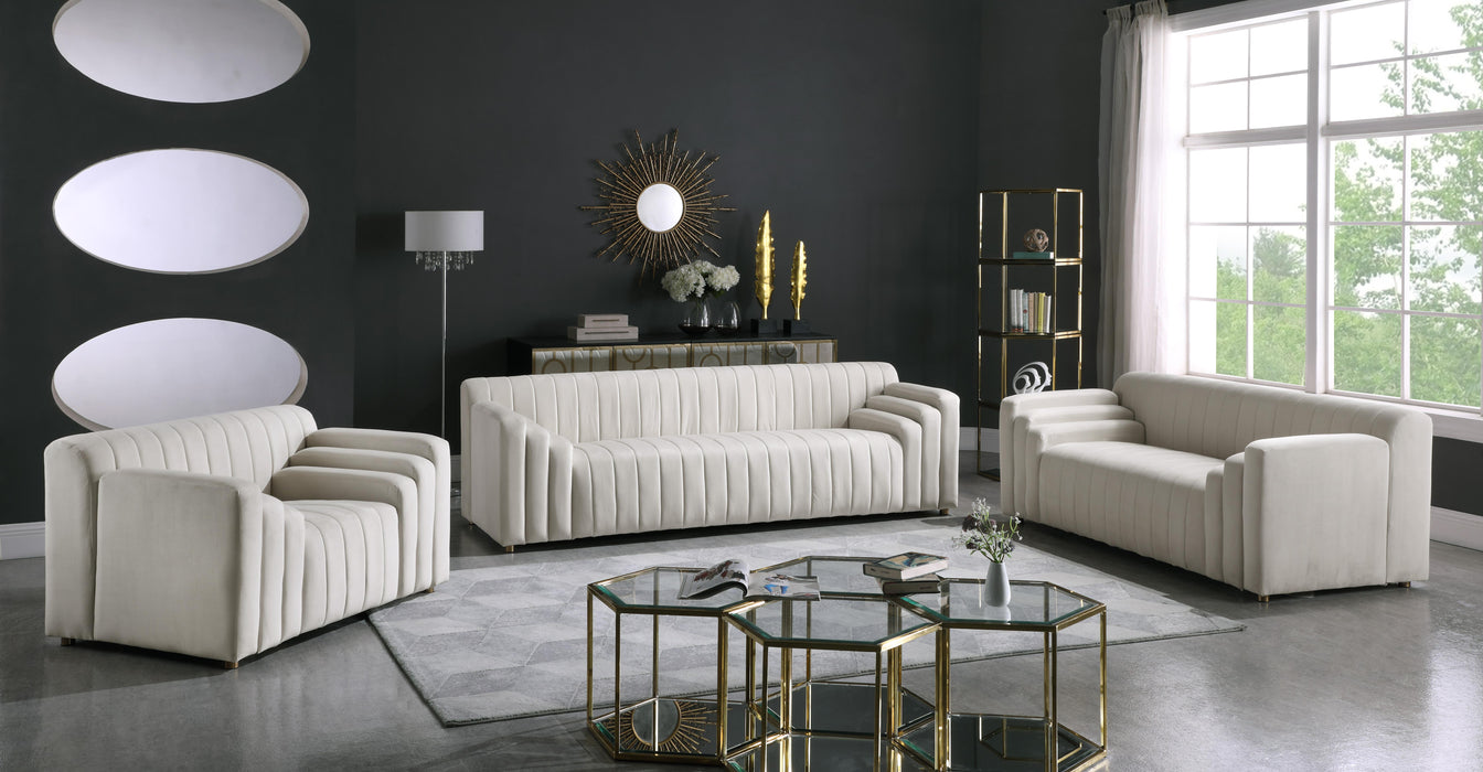 Naya Cream Velvet Loveseat - Dinettes Plus Furniture