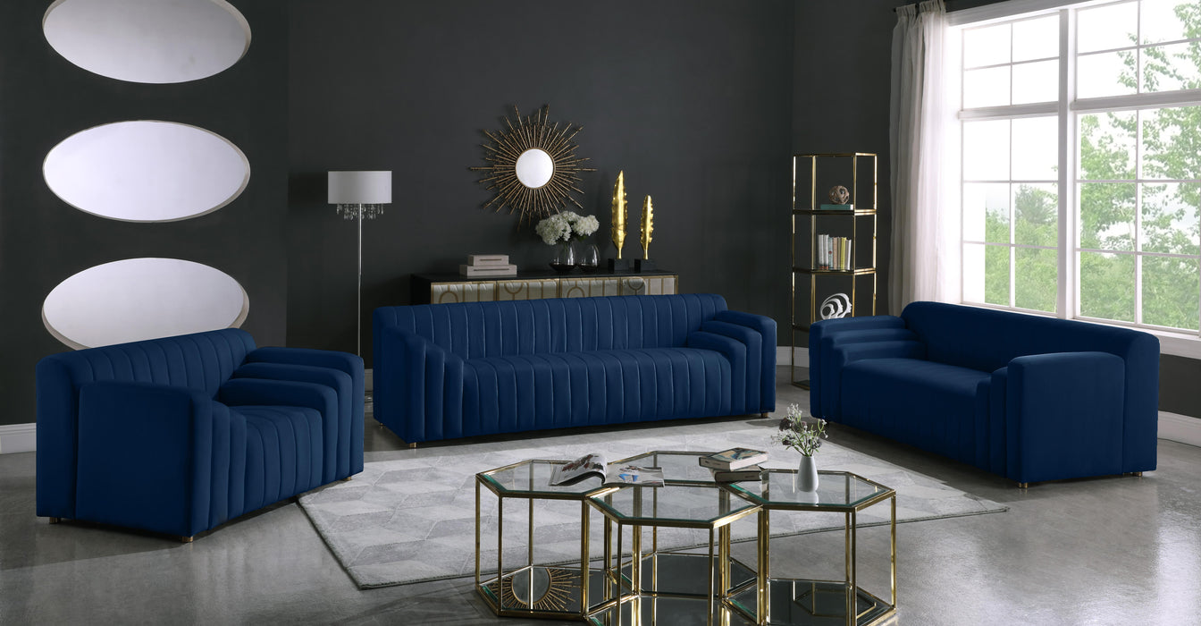 Naya Navy Velvet Loveseat - Dinettes Plus Furniture