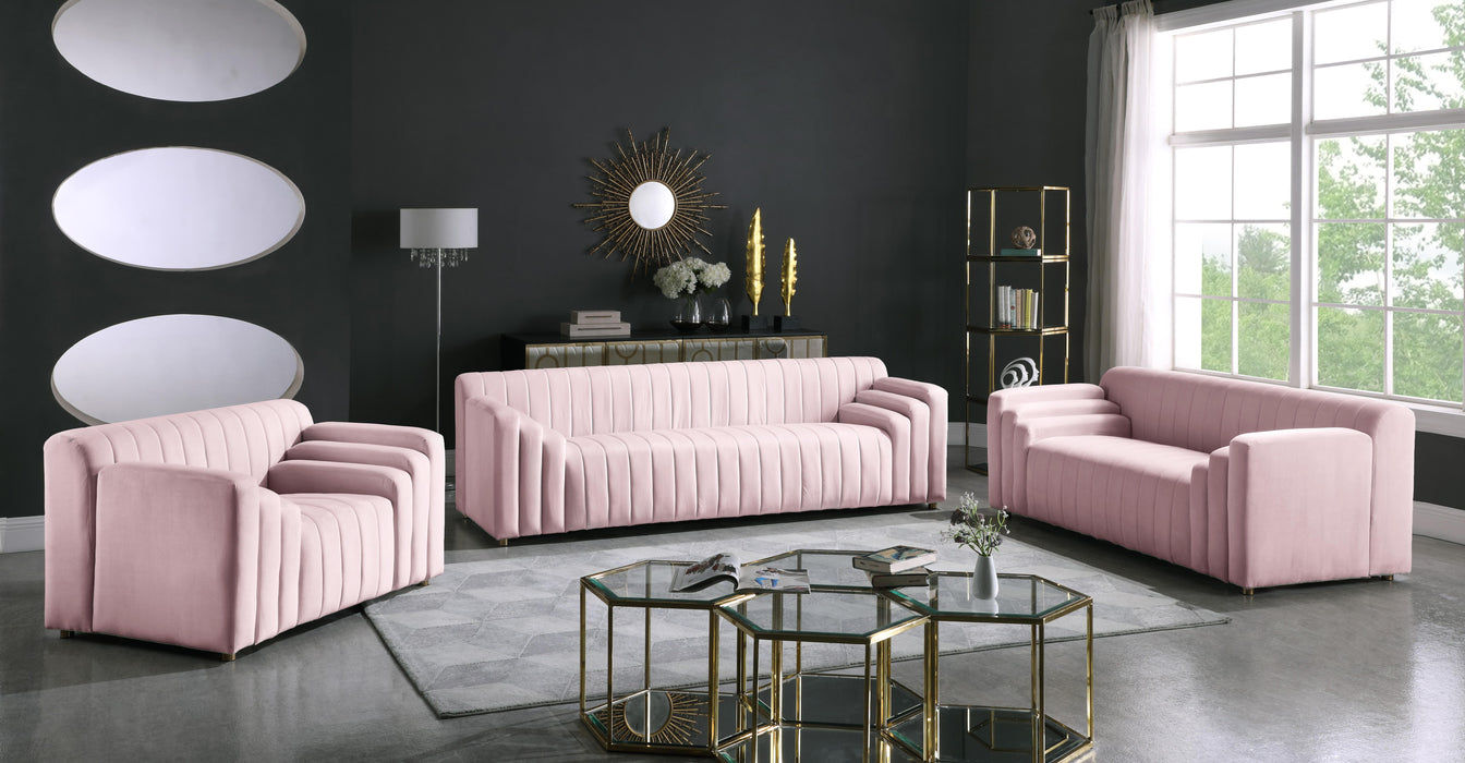 Naya Pink Velvet Loveseat - Dinettes Plus Furniture