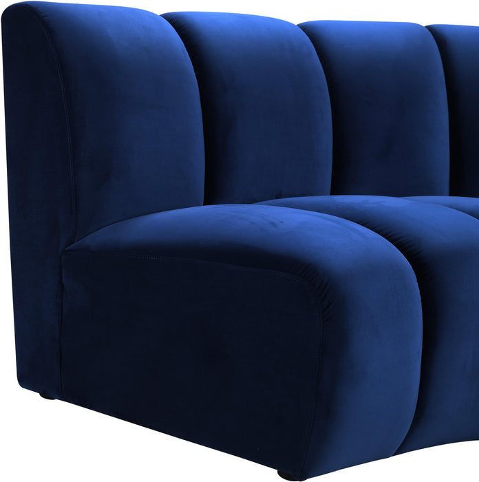 Infinity Navy Velvet 7pc. Modular Sectional - Dinettes Plus Furniture