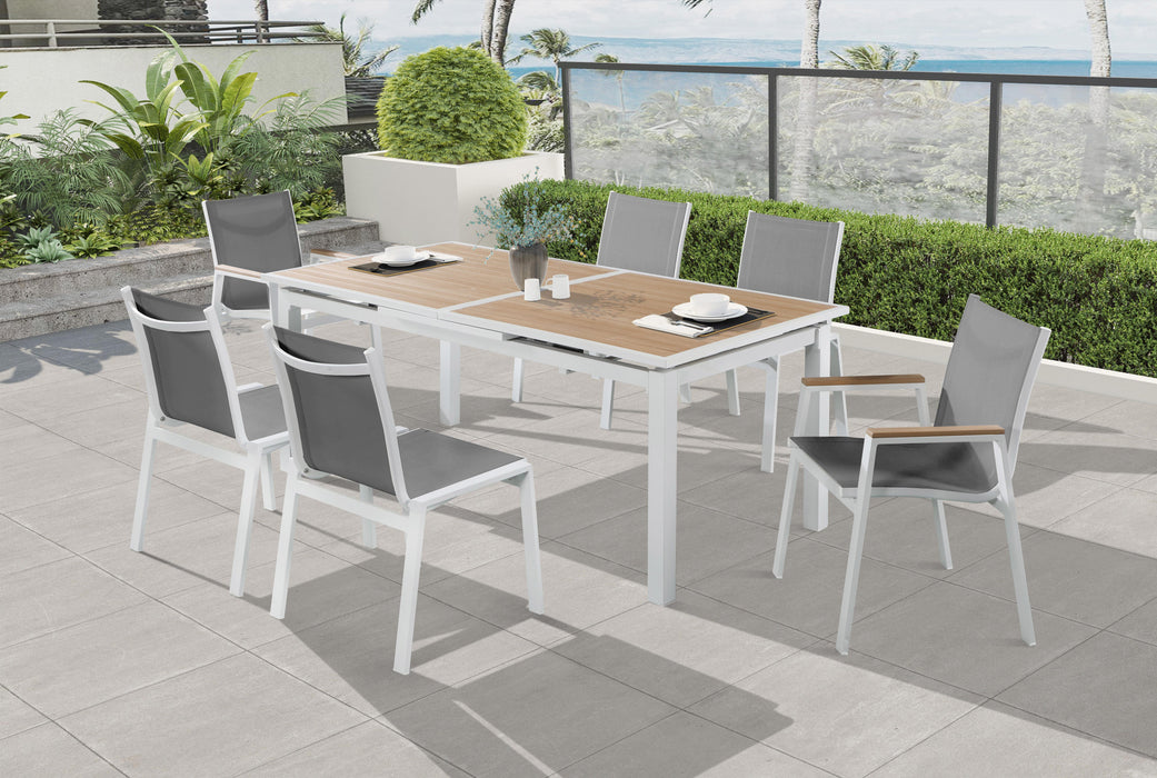 Nizuc Grey Mesh Waterproof Fabric Outdoor Patio Aluminum Mesh Dining Chair