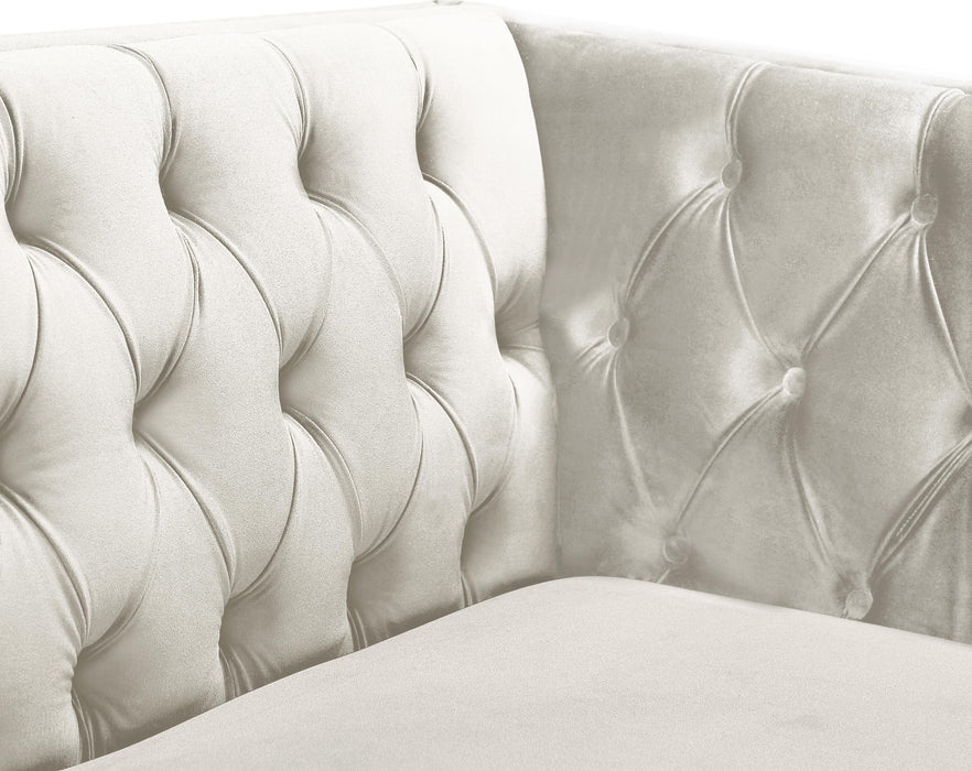Michelle Cream Velvet Loveseat - Dinettes Plus Furniture