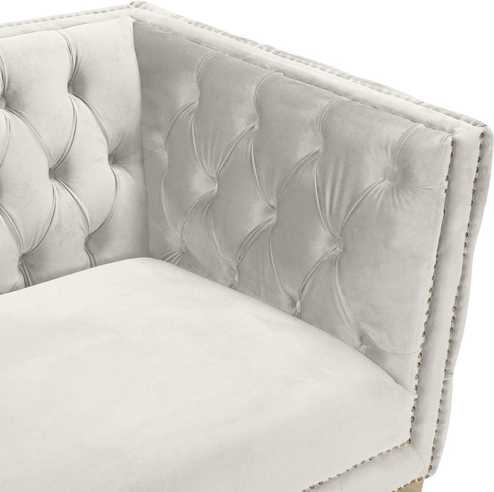 Michelle Cream Velvet Loveseat - Dinettes Plus Furniture