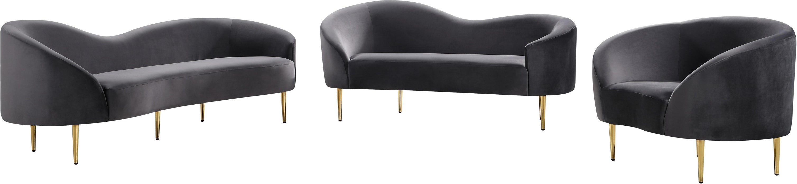 Ritz Grey Velvet Sofa