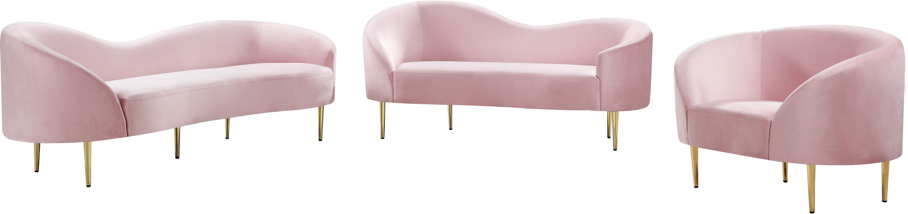 Ritz Pink Velvet Loveseat - Dinettes Plus Furniture