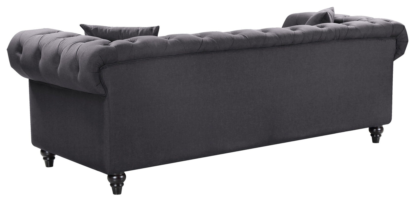 Chesterfield Grey Linen Sofa - Dinettes Plus Furniture