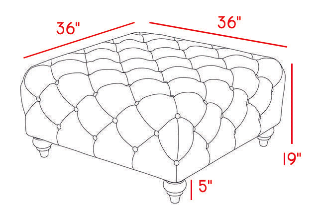 Chesterfield Navy Linen Ottoman - Dinettes Plus Furniture