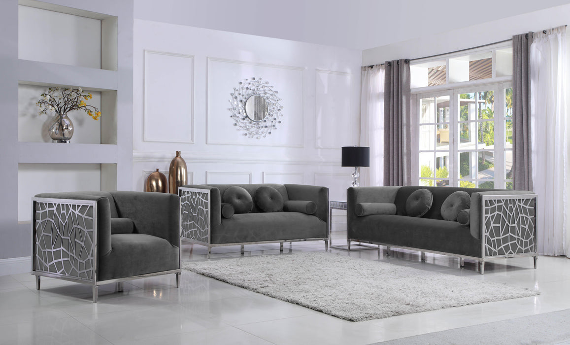 Opal Grey Velvet Sofa - Dinettes Plus Furniture