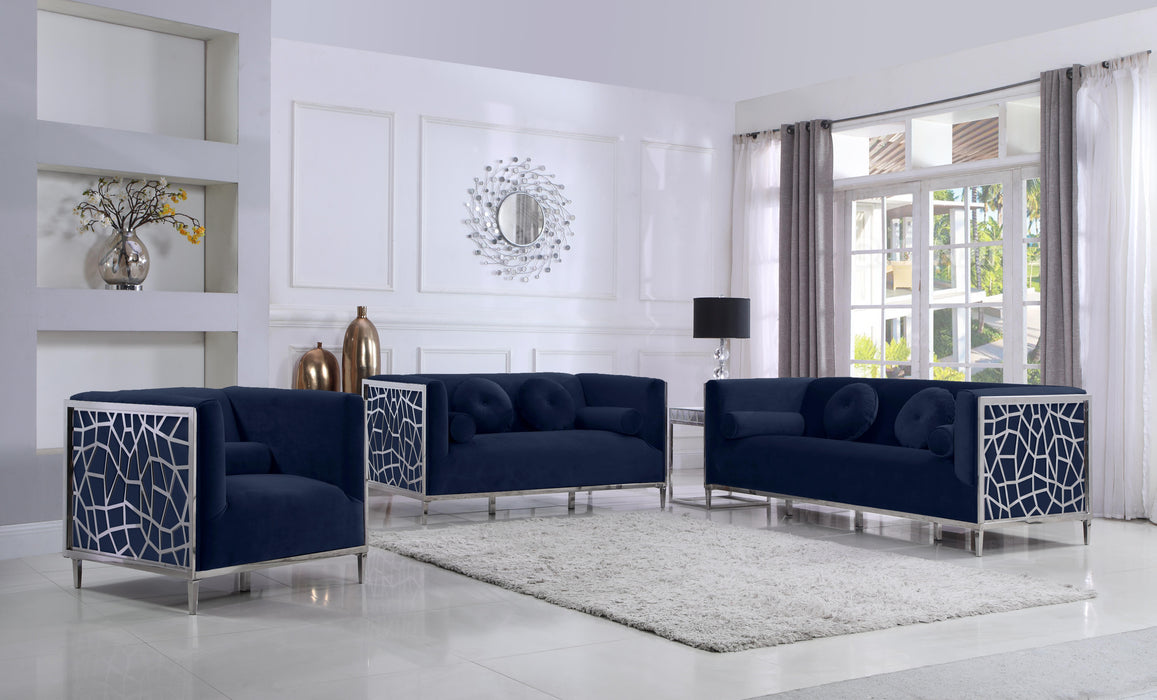 Opal Navy Velvet Sofa - Dinettes Plus Furniture