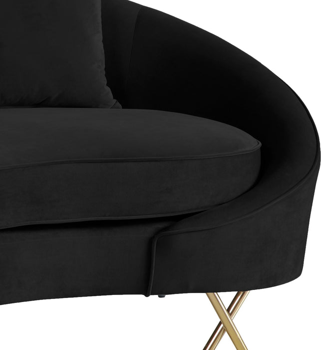 Serpentine Black Velvet Sofa - Dinettes Plus Furniture
